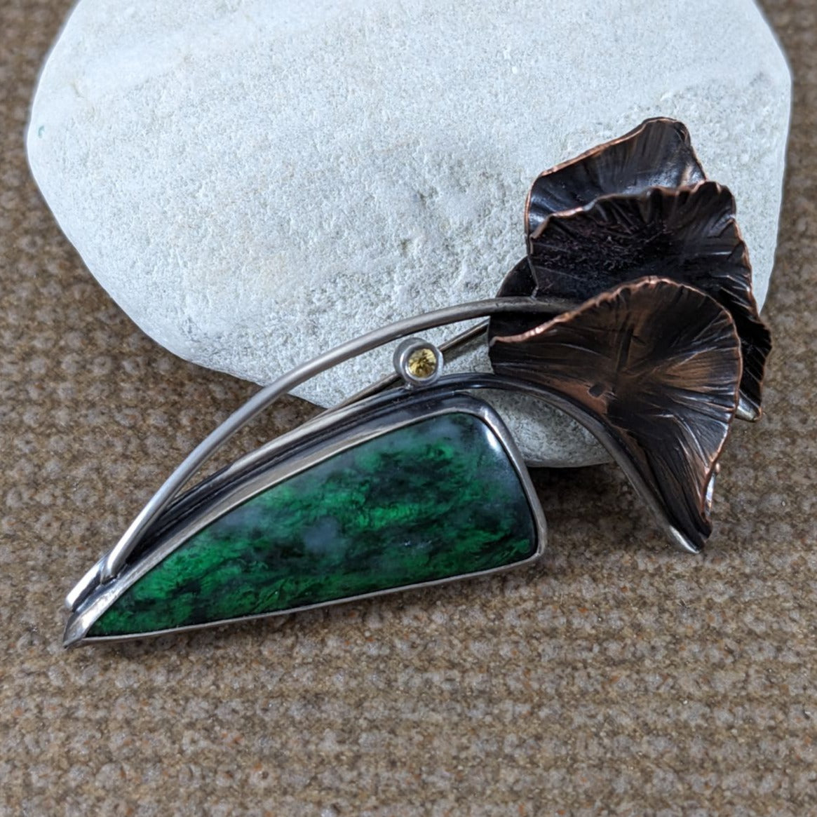 Maw Sit Sit and Yellow Sapphire Brooch