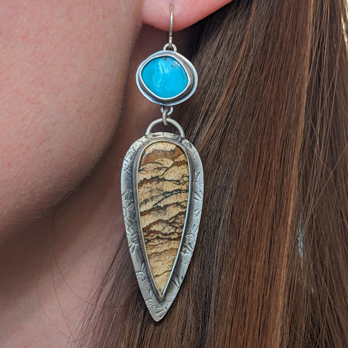 Picture Jasper and Turquoise Earrings