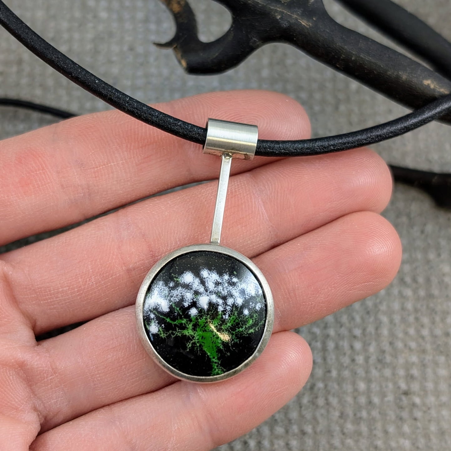 Queen Anne's Lace Enamel Pendant