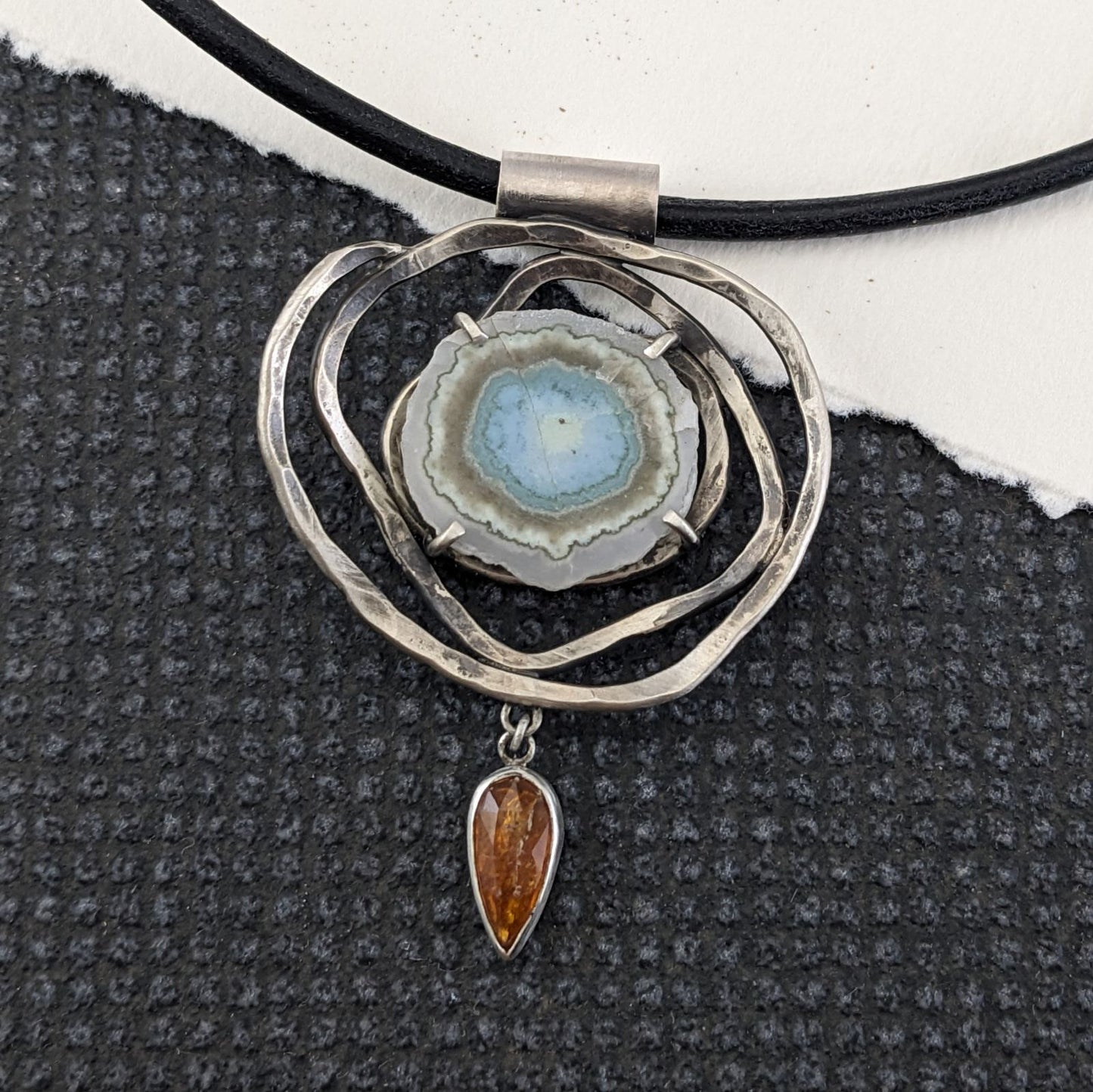 Blue Calcite and Kyanite Pendant