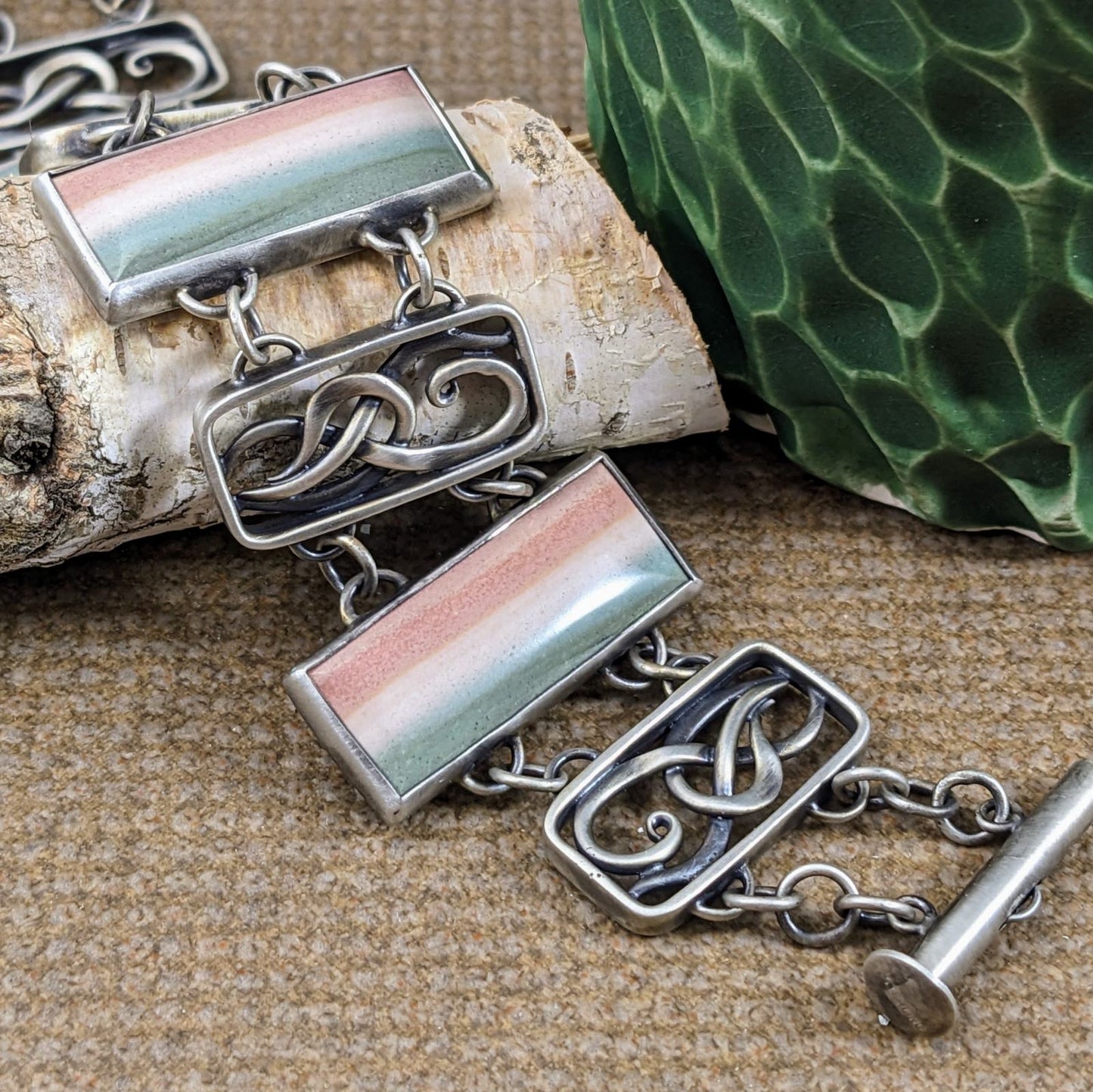 Candy Stripe Jasper Link Bracelet