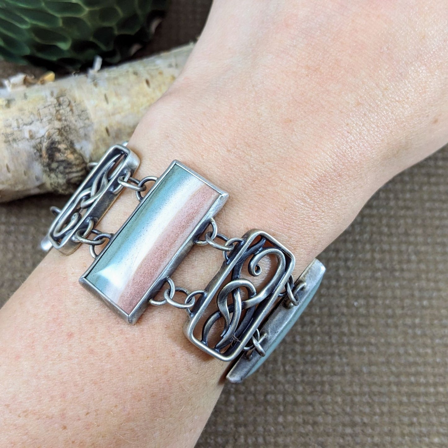 Candy Stripe Jasper Link Bracelet