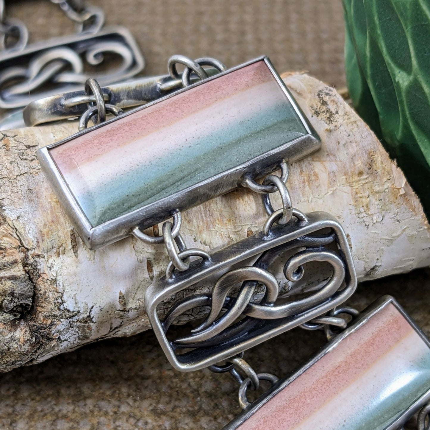 Candy Stripe Jasper Link Bracelet