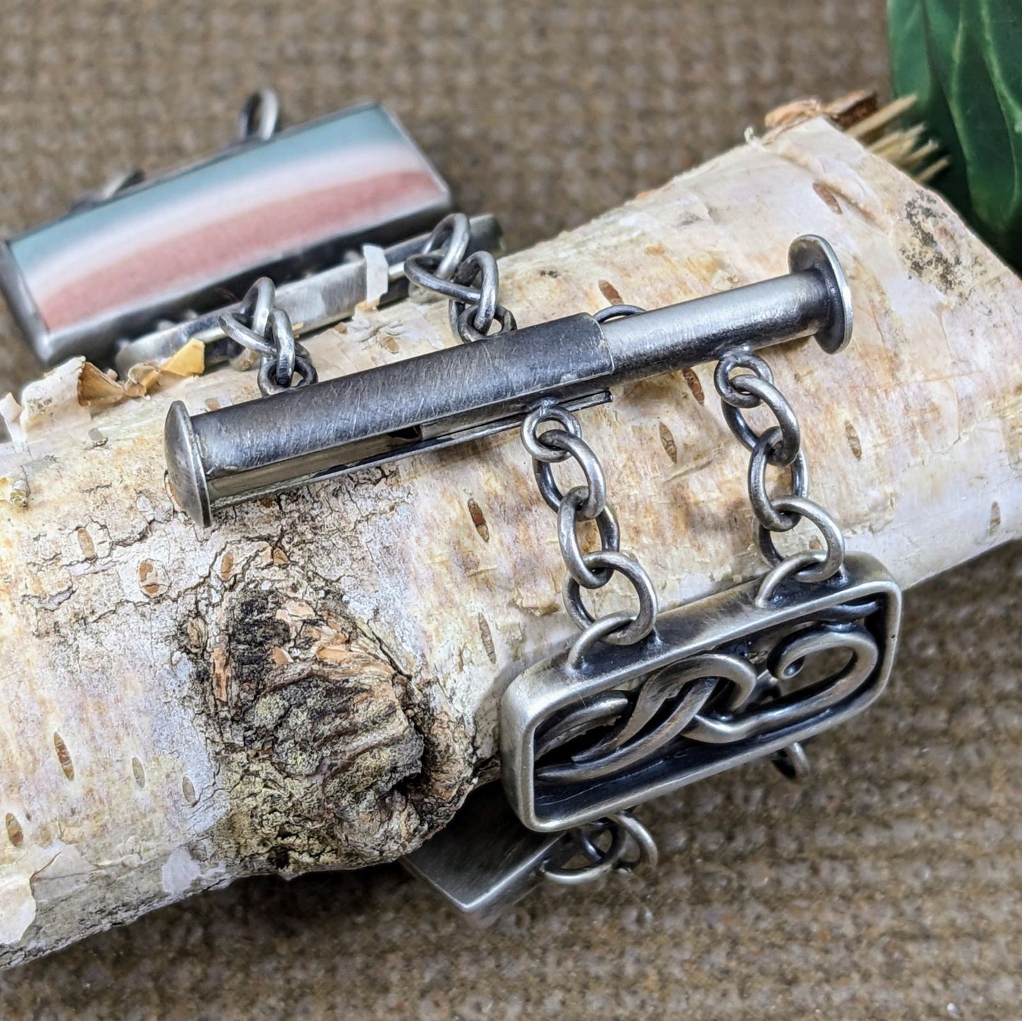 Candy Stripe Jasper Link Bracelet