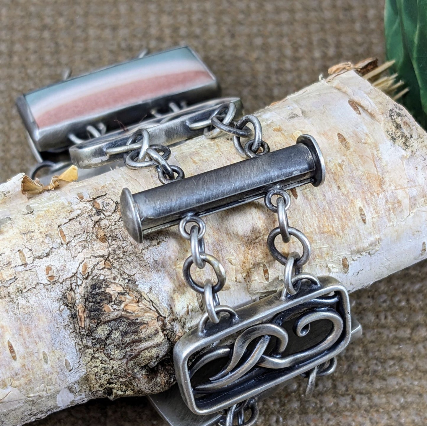 Candy Stripe Jasper Link Bracelet