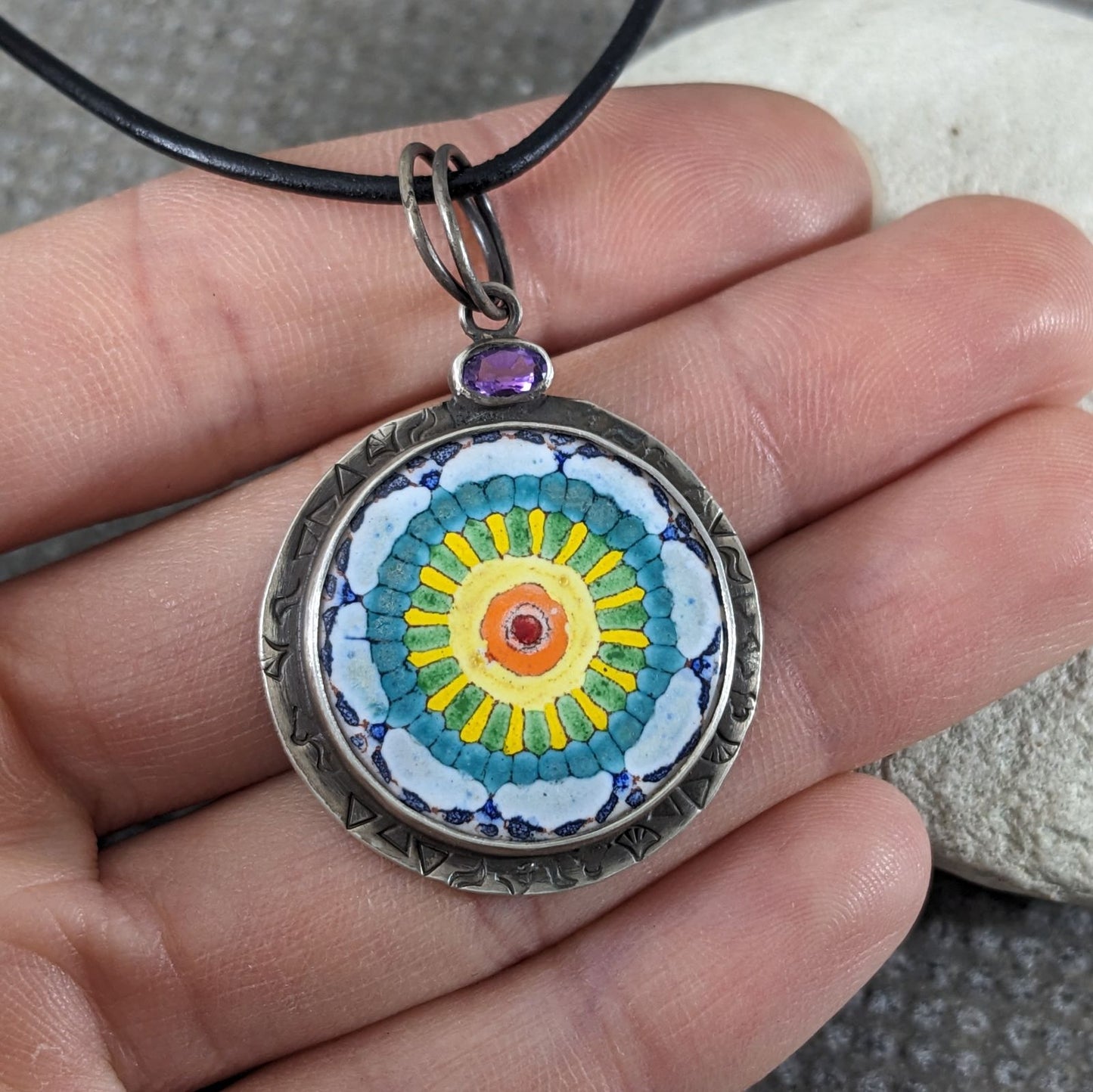 Chakra Enamel Mandala Pendant