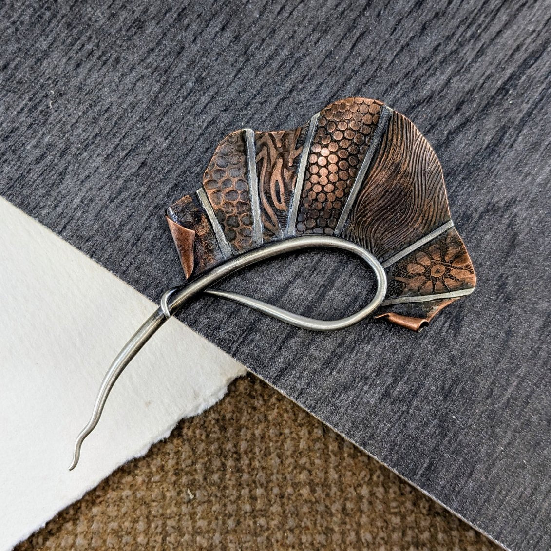 Textured Copper Brooch