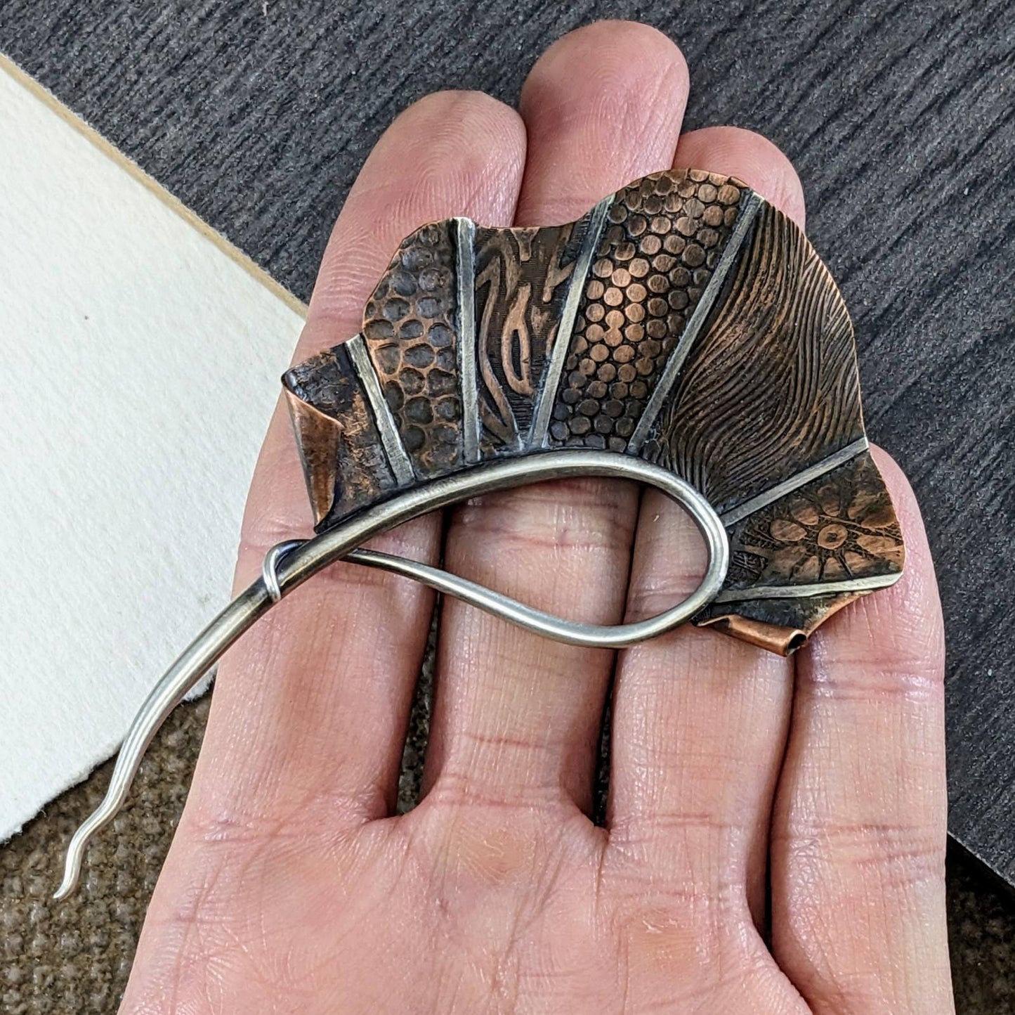 Textured Copper Brooch