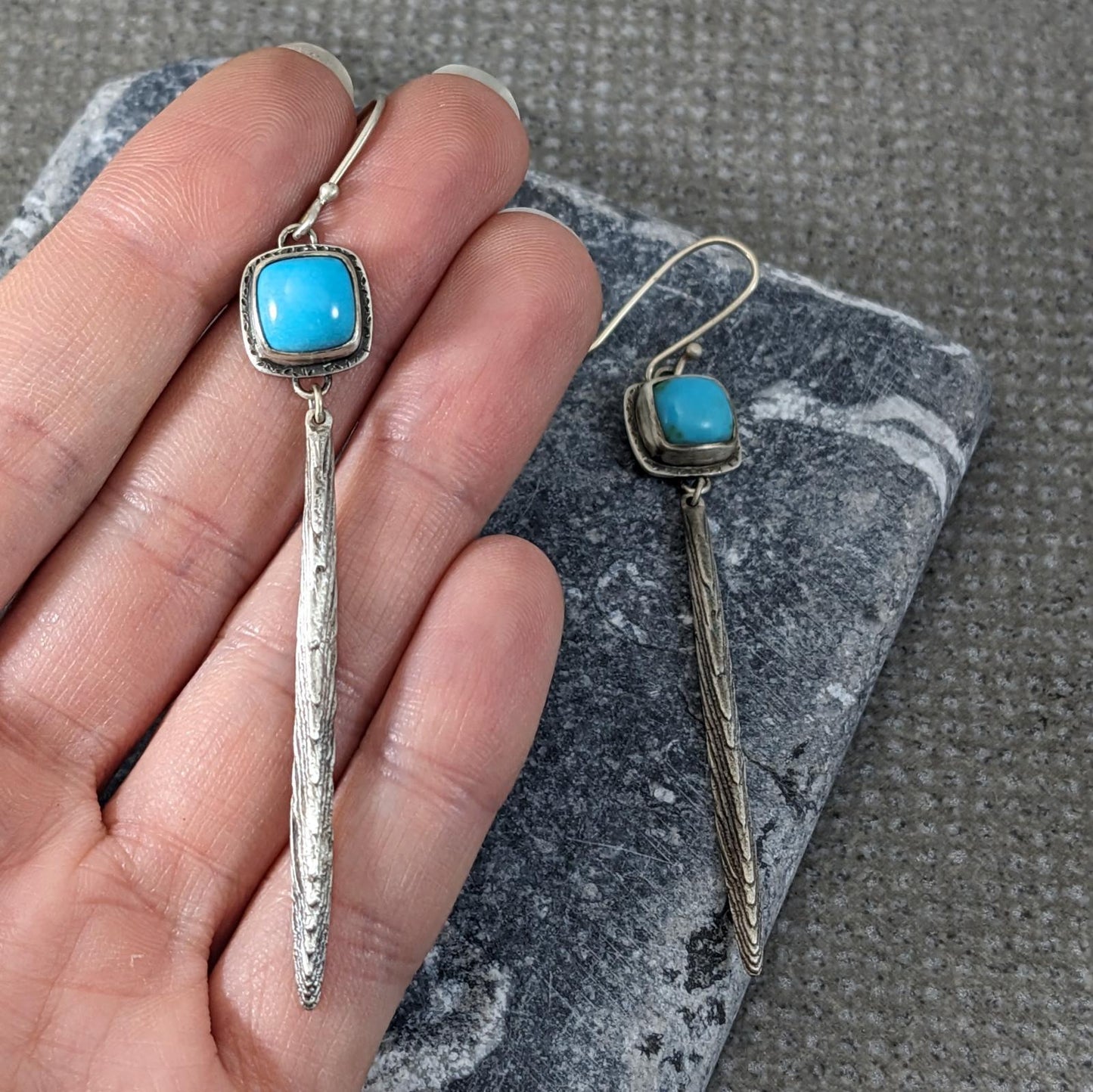 Turquoise and Cuttlefish Casting Earrings