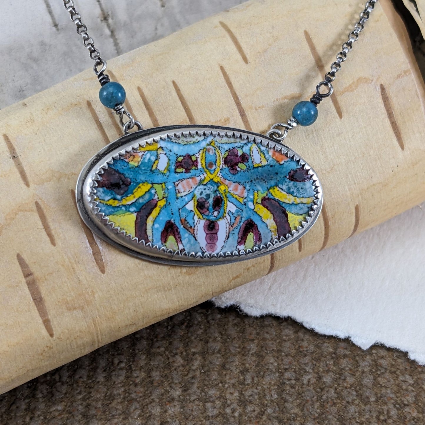Enamel Mandala with Apatite Beads