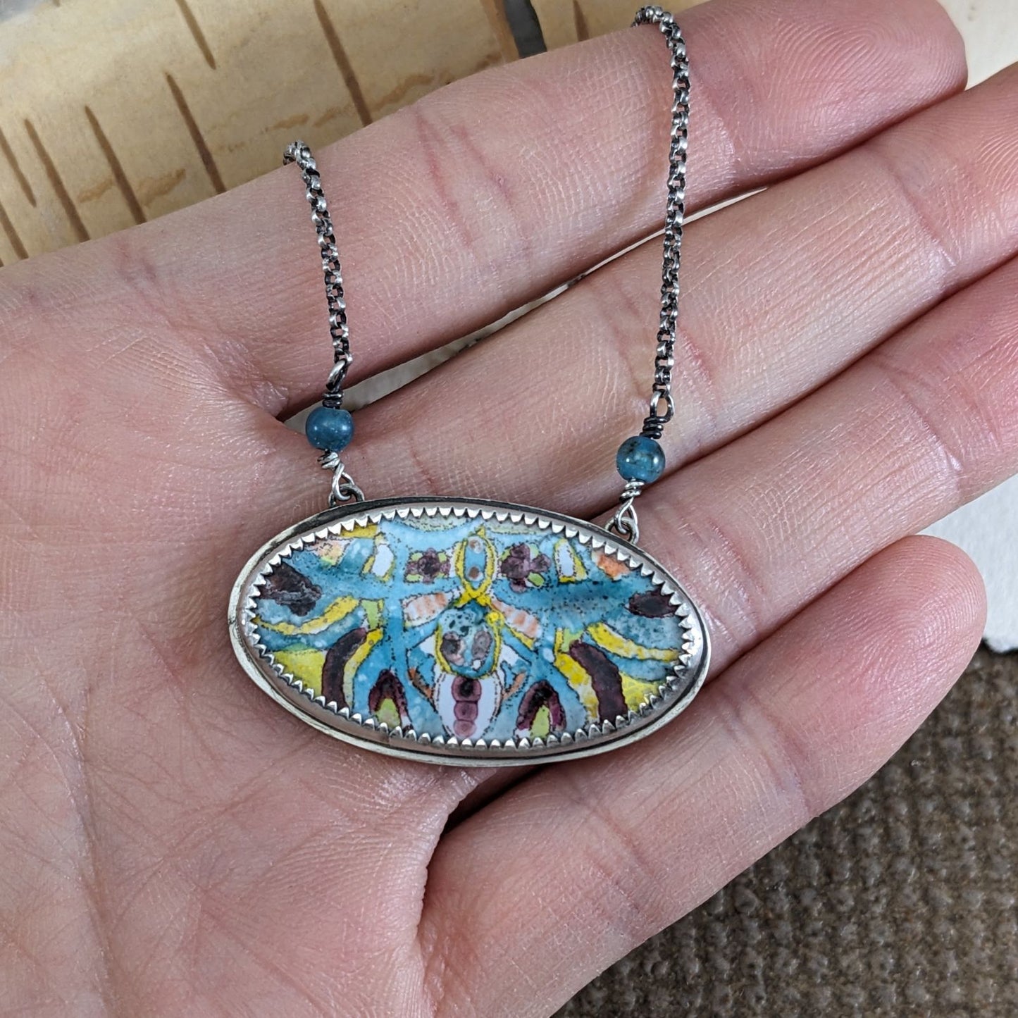 Enamel Mandala with Apatite Beads