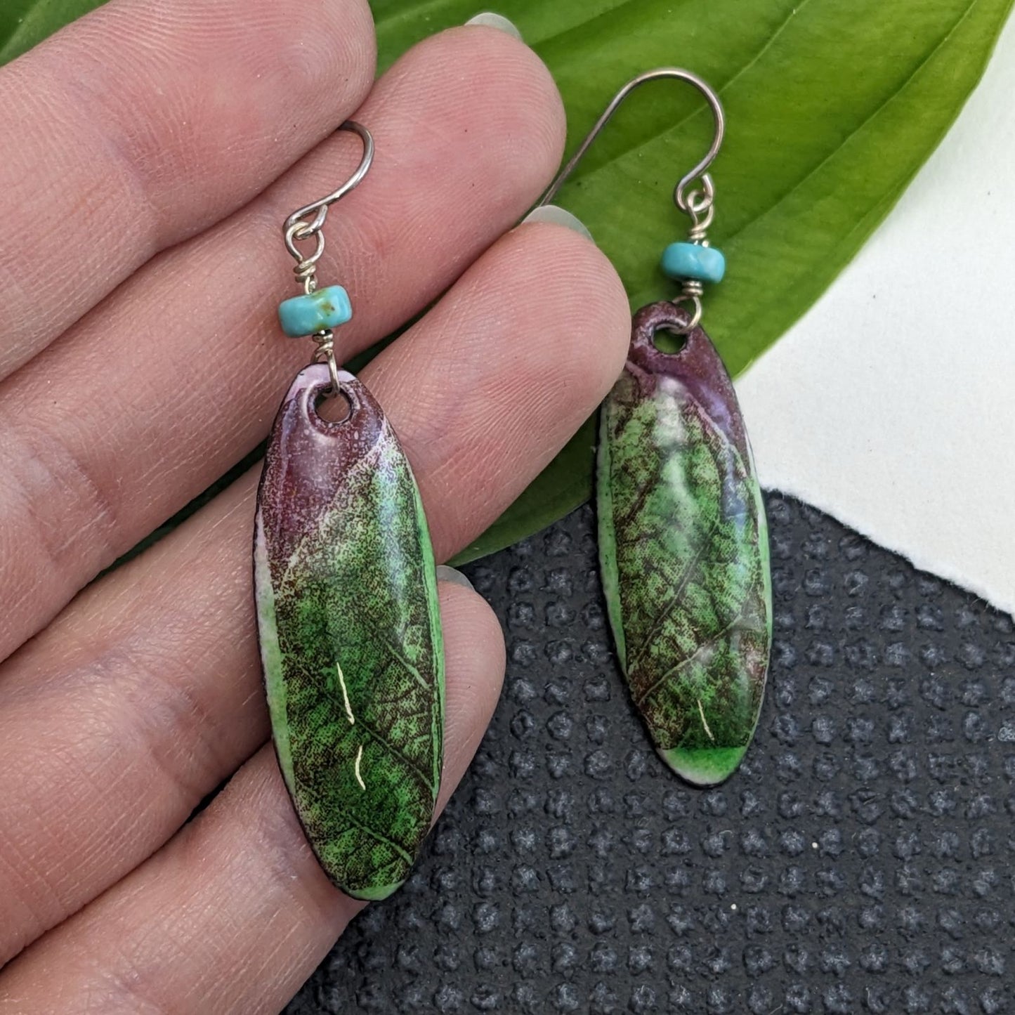 Enamel and Turquoise Earrings