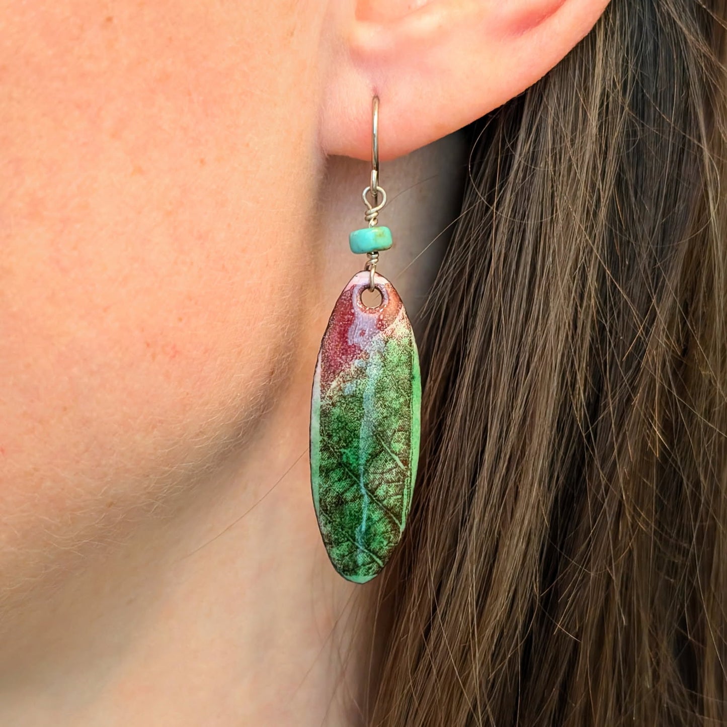 Enamel and Turquoise Earrings