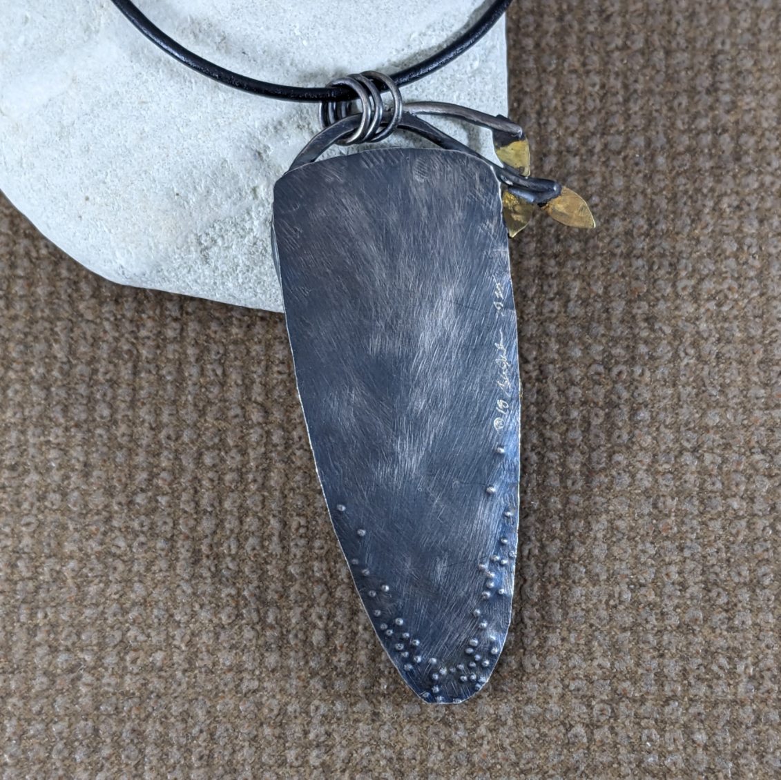 Fossilized Coral with Brass Leaves Pendant