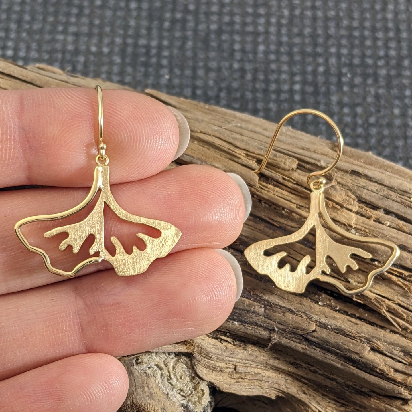 Ginko Leaf Earrings - Sterling Silver or 14k Gold