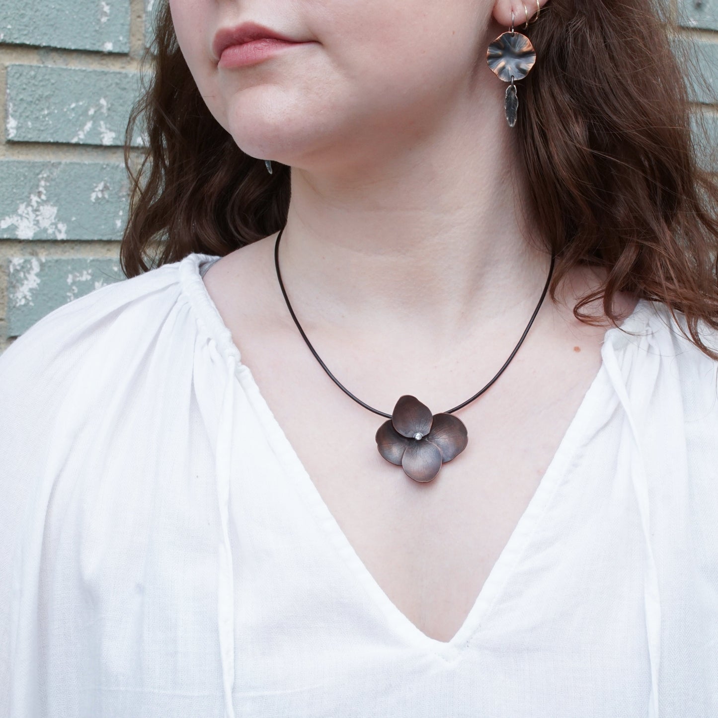 Copper Hydrangea Pendant