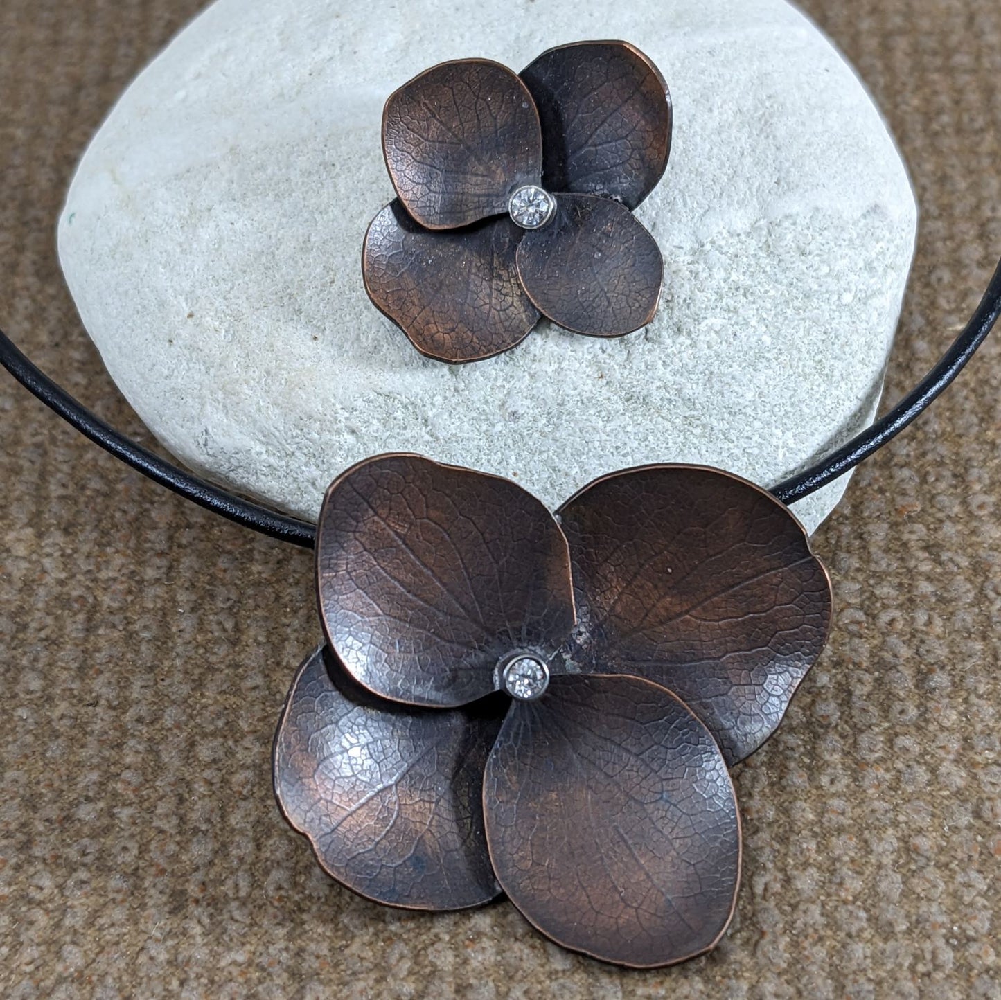 Copper Hydrangea Pendant