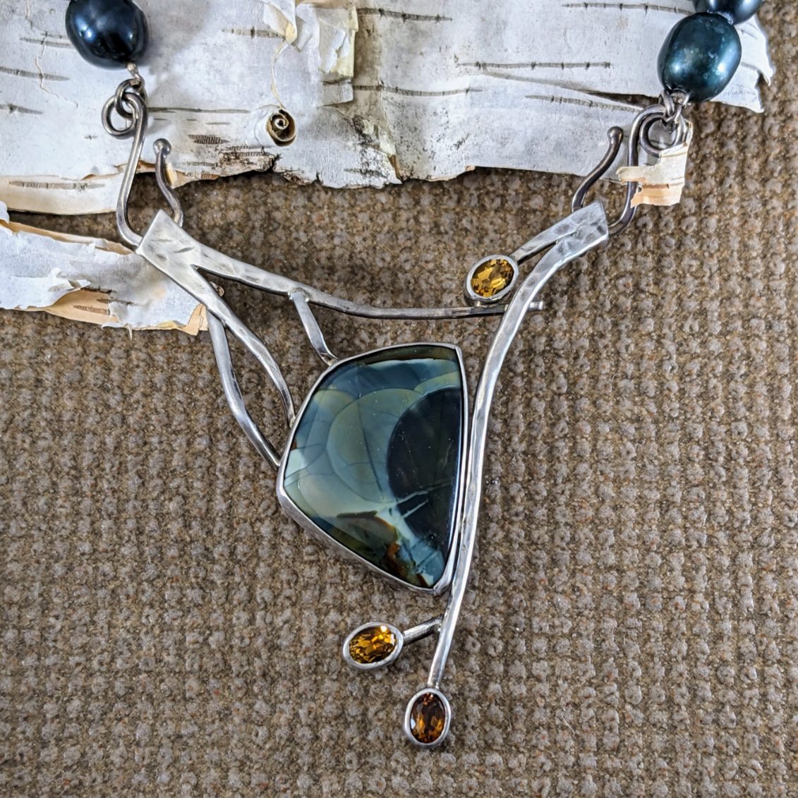 Royal Imperial Jasper and Citrine Pendant