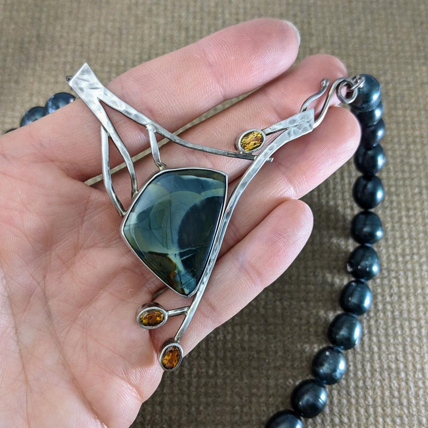 Royal Imperial Jasper and Citrine Pendant