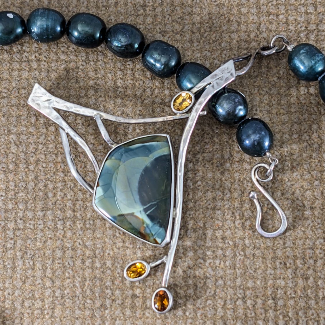 Royal Imperial Jasper and Citrine Pendant