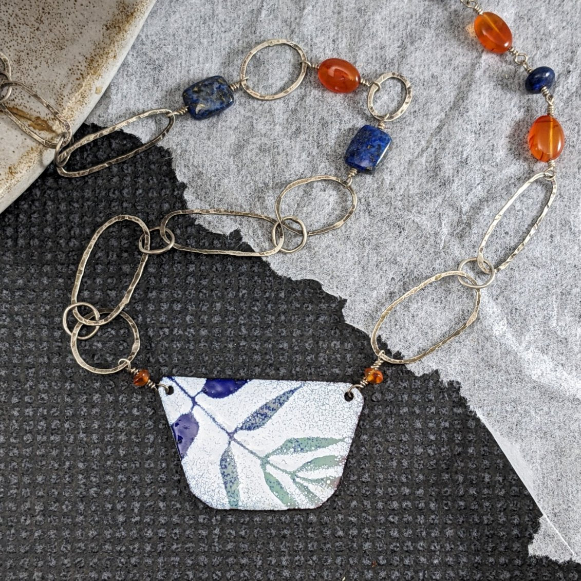 Sifted Leaf Enamel Pendant
