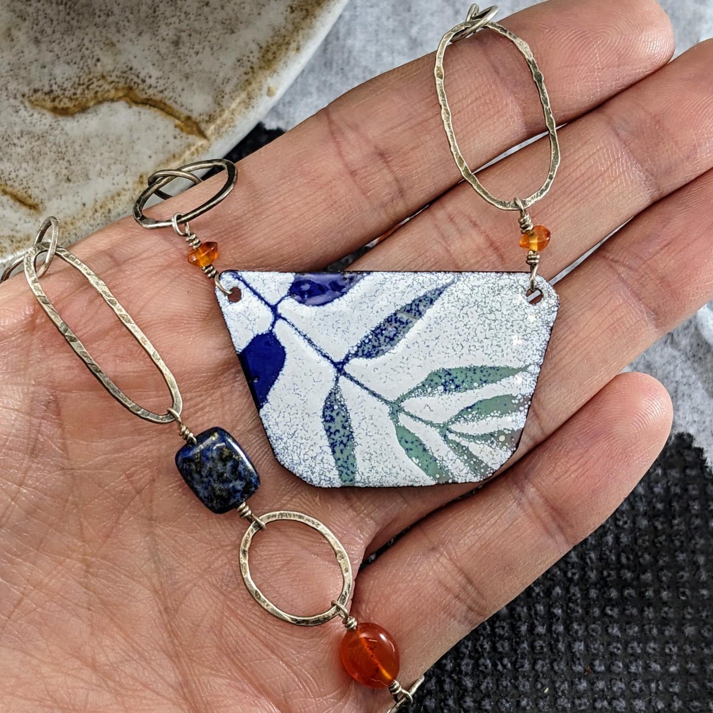 Sifted Leaf Enamel Pendant