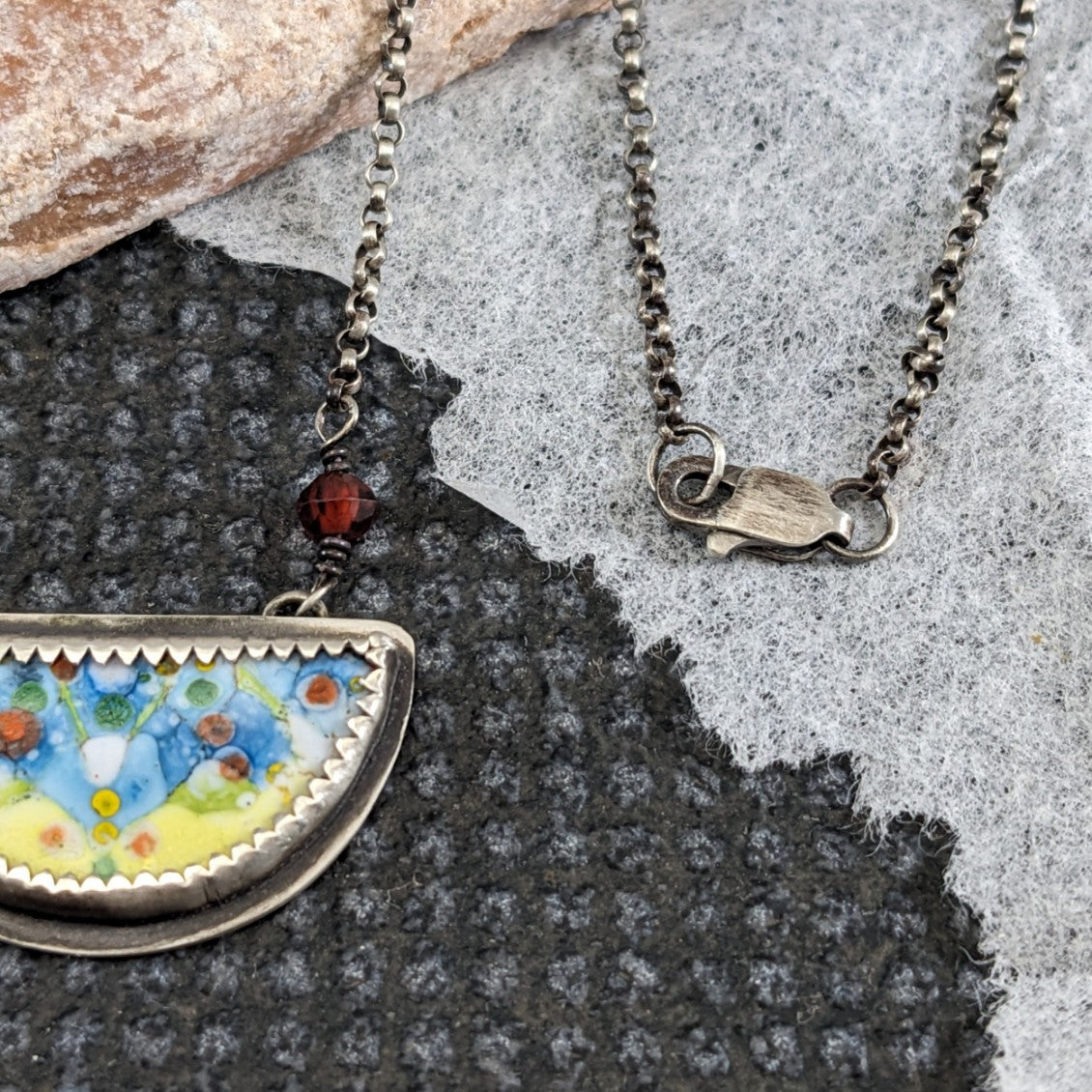Enamel Mandala with Garnet Beads