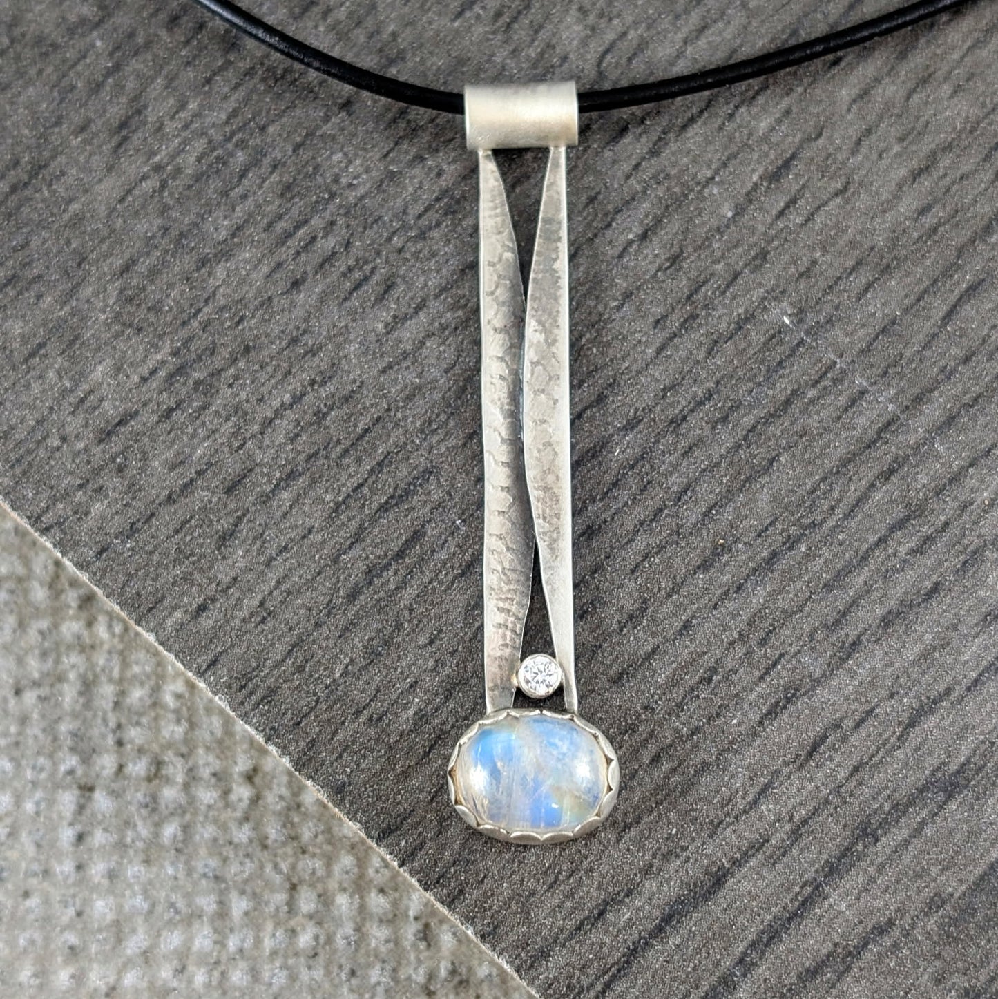 Moonstone and Cubic Zirconia Pendant