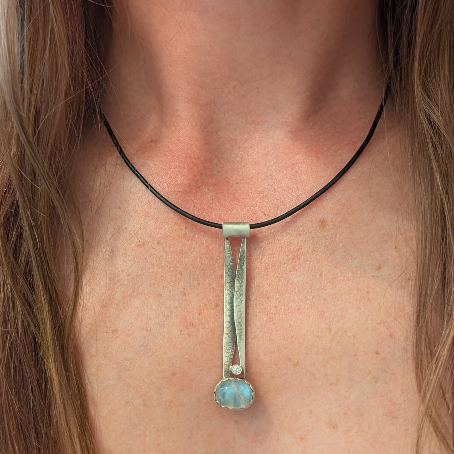 Moonstone and Cubic Zirconia Pendant