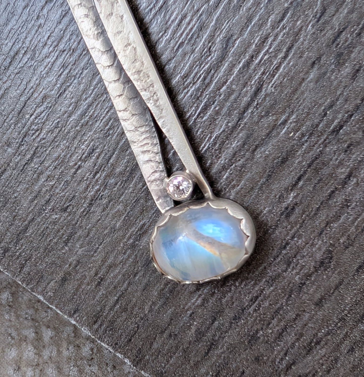 Moonstone and Cubic Zirconia Pendant