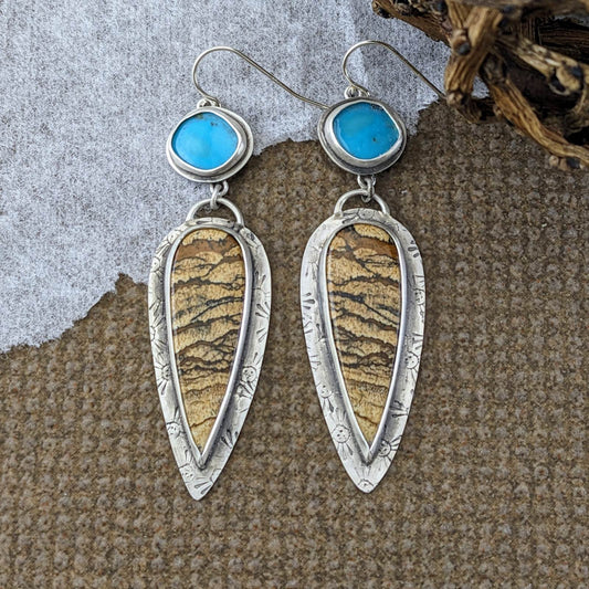 Picture Jasper and Turquoise Earrings