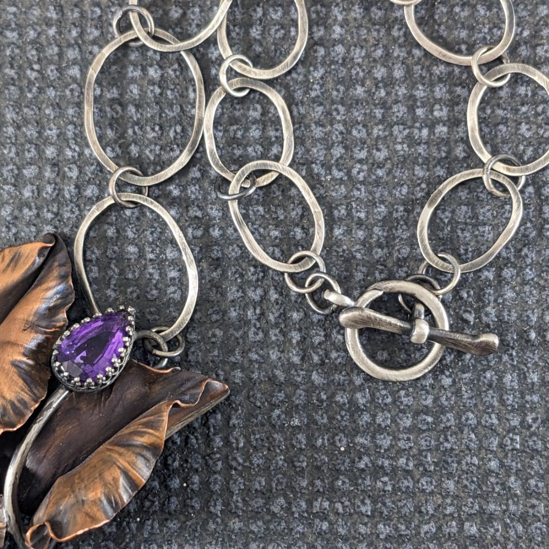 Serpentine Stichtite and Amethyst Necklace