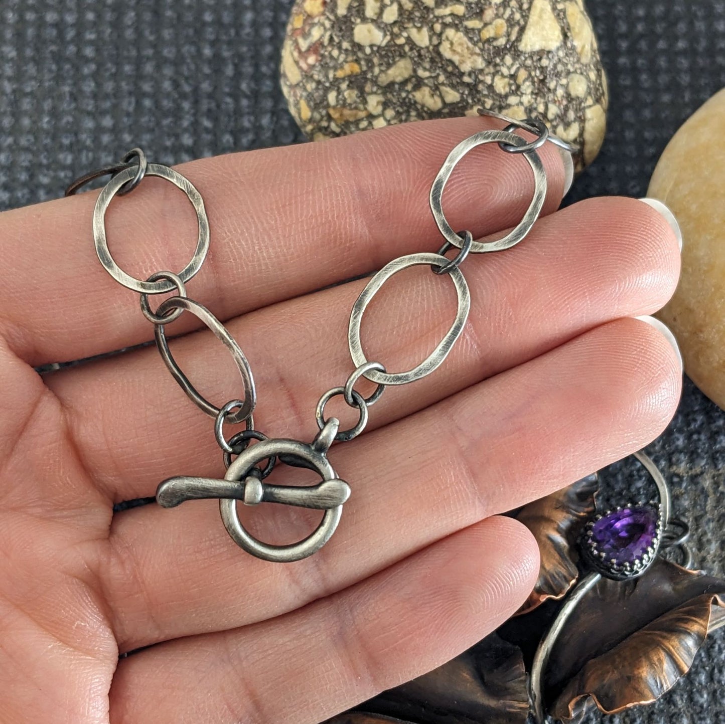Serpentine Stichtite and Amethyst Necklace