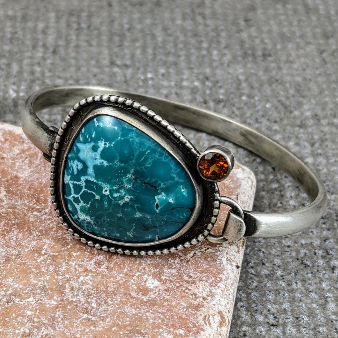 Turquoise and Grossularite Garnet Bracelet