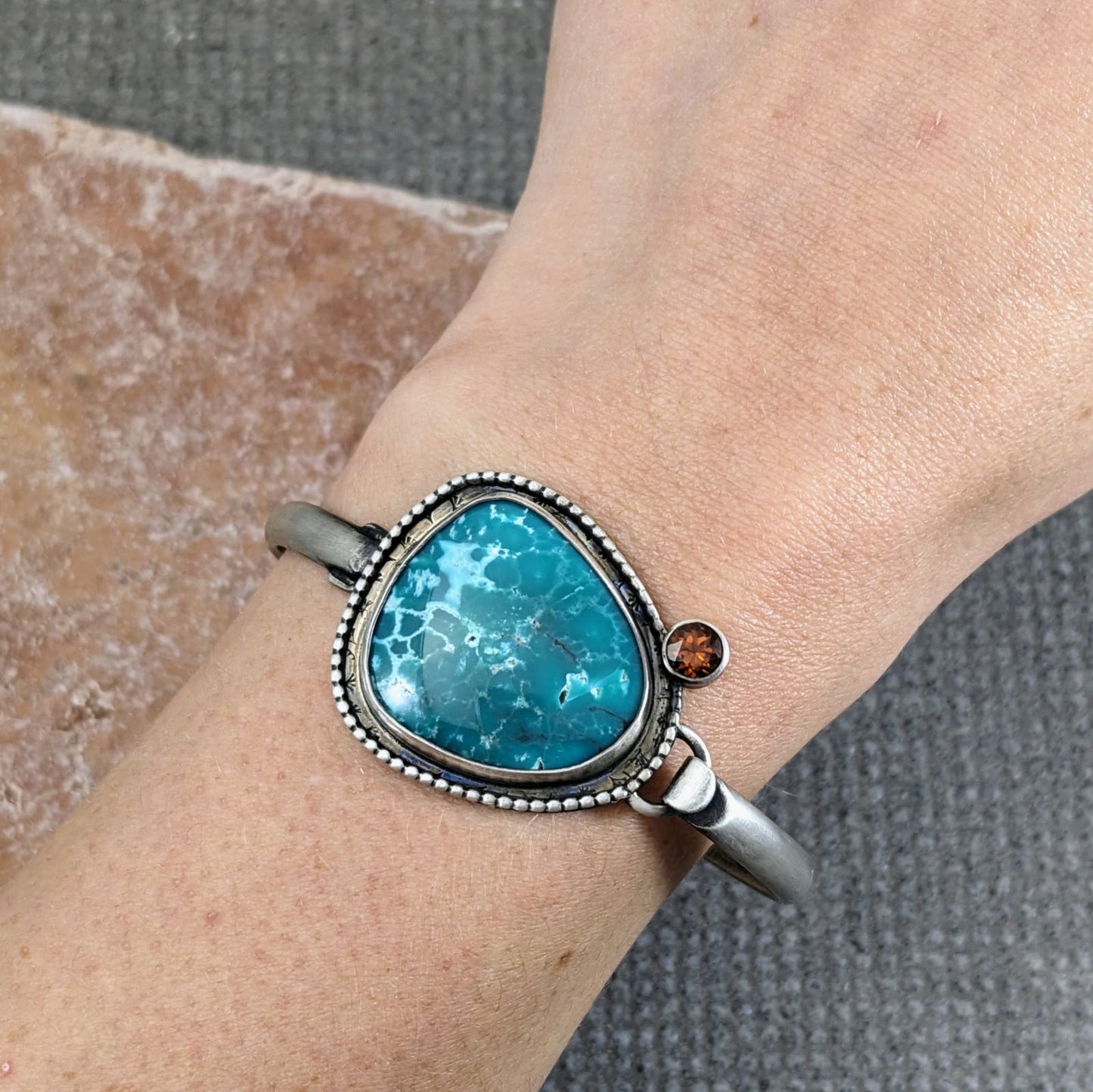 Turquoise and Grossularite Garnet Bracelet