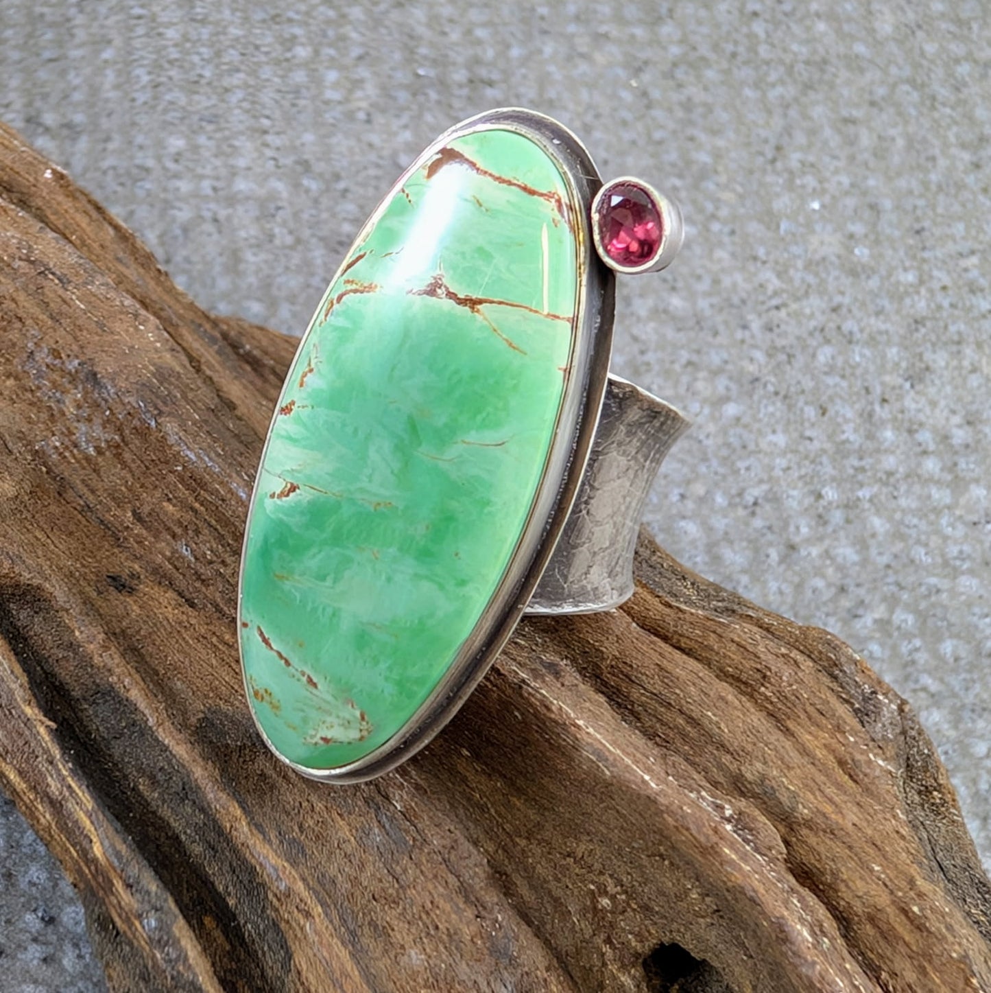 Variscite and Garnet Ring