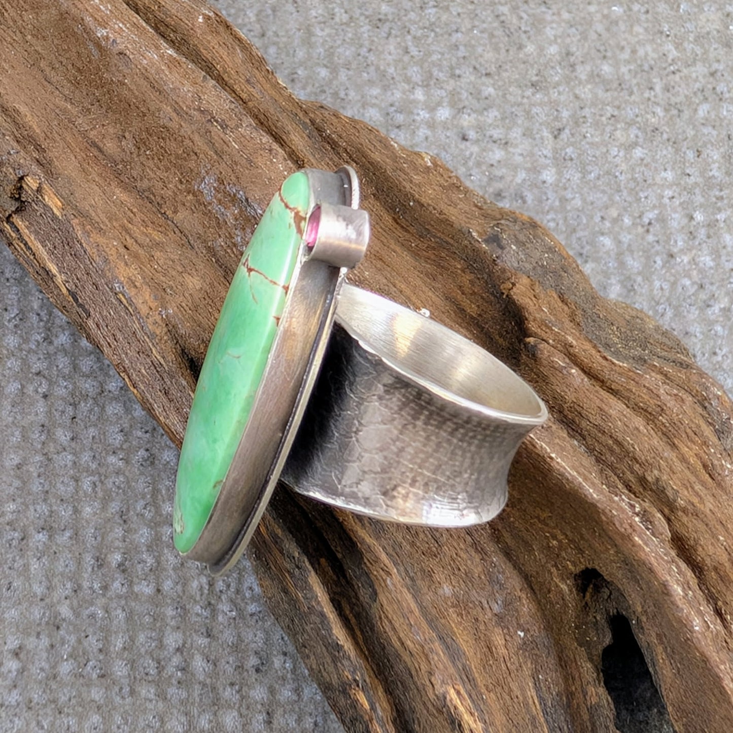 Variscite and Garnet Ring