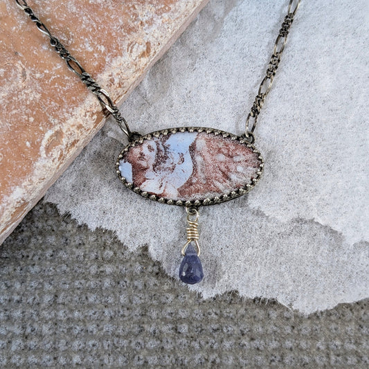 Enamel Angel & Iolite Necklace