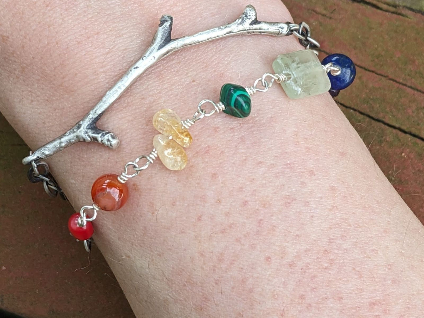 Chakra and Birch Branch Double Wrap Bracelet