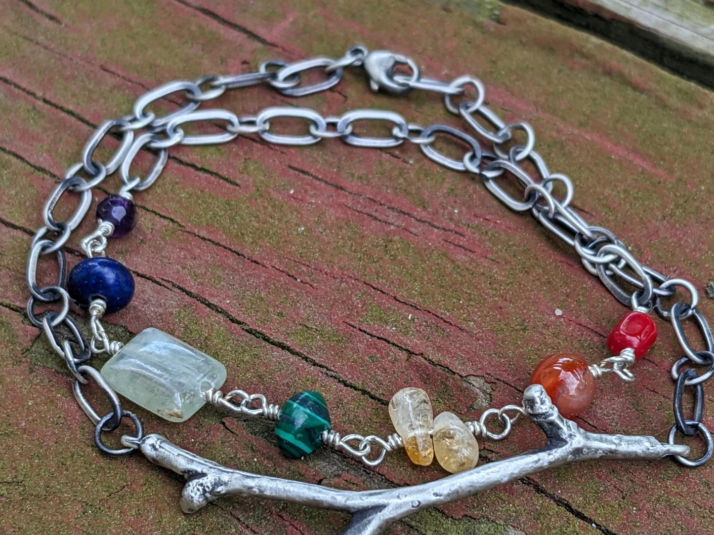 Chakra and Birch Branch Double Wrap Bracelet