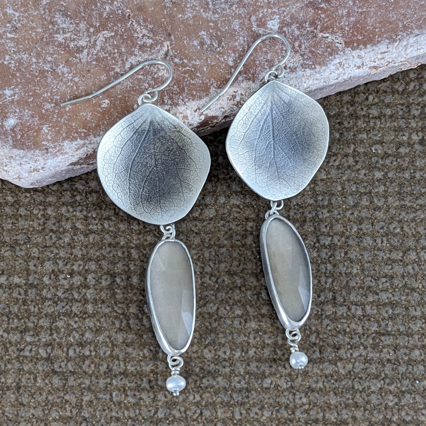 Champagne Moonstone Hydrangea Earrings