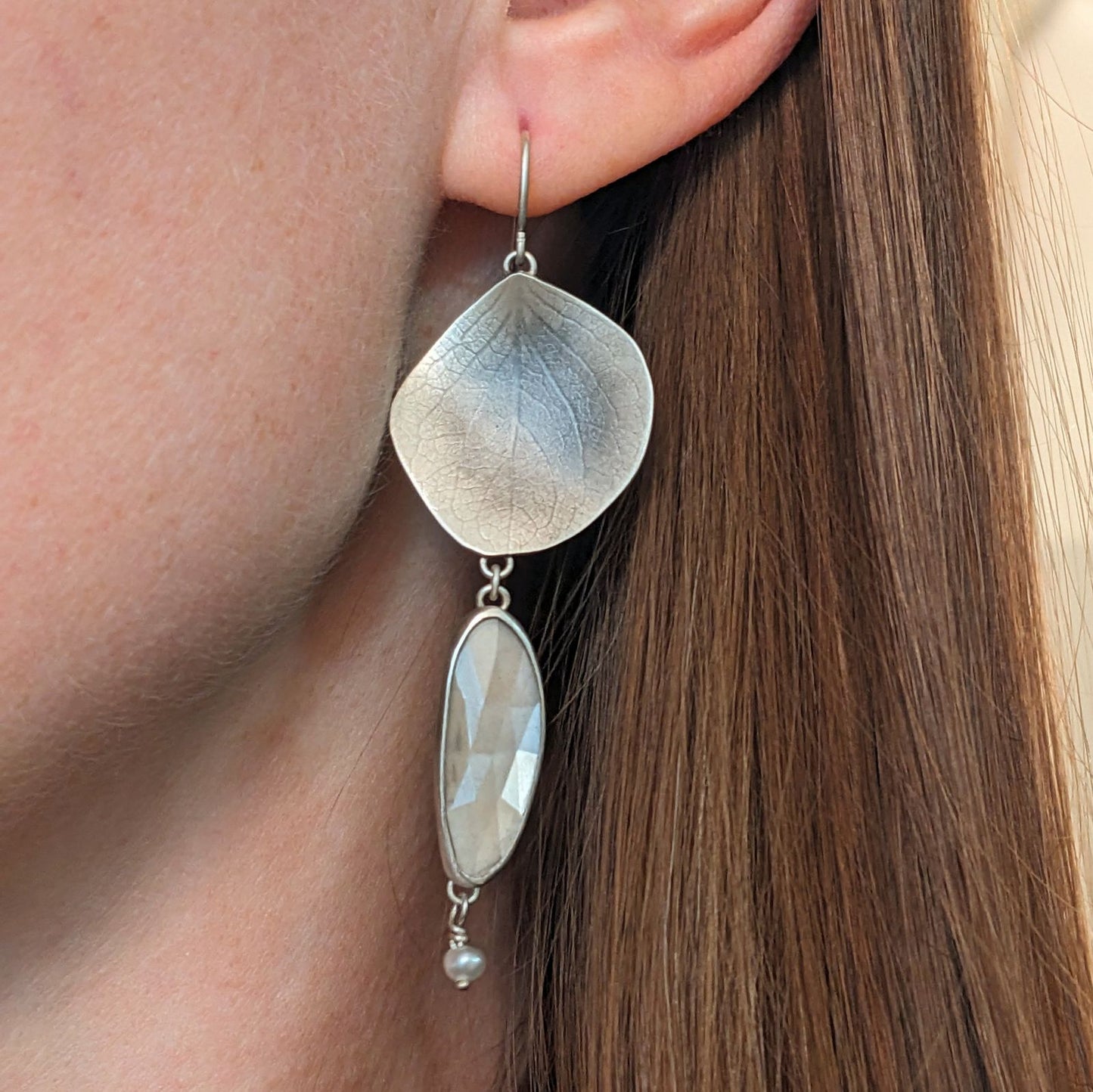 Champagne Moonstone Hydrangea Earrings