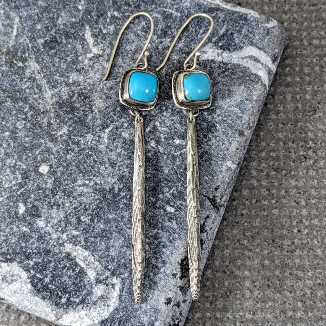 Turquoise and Cuttlefish Casting Earrings