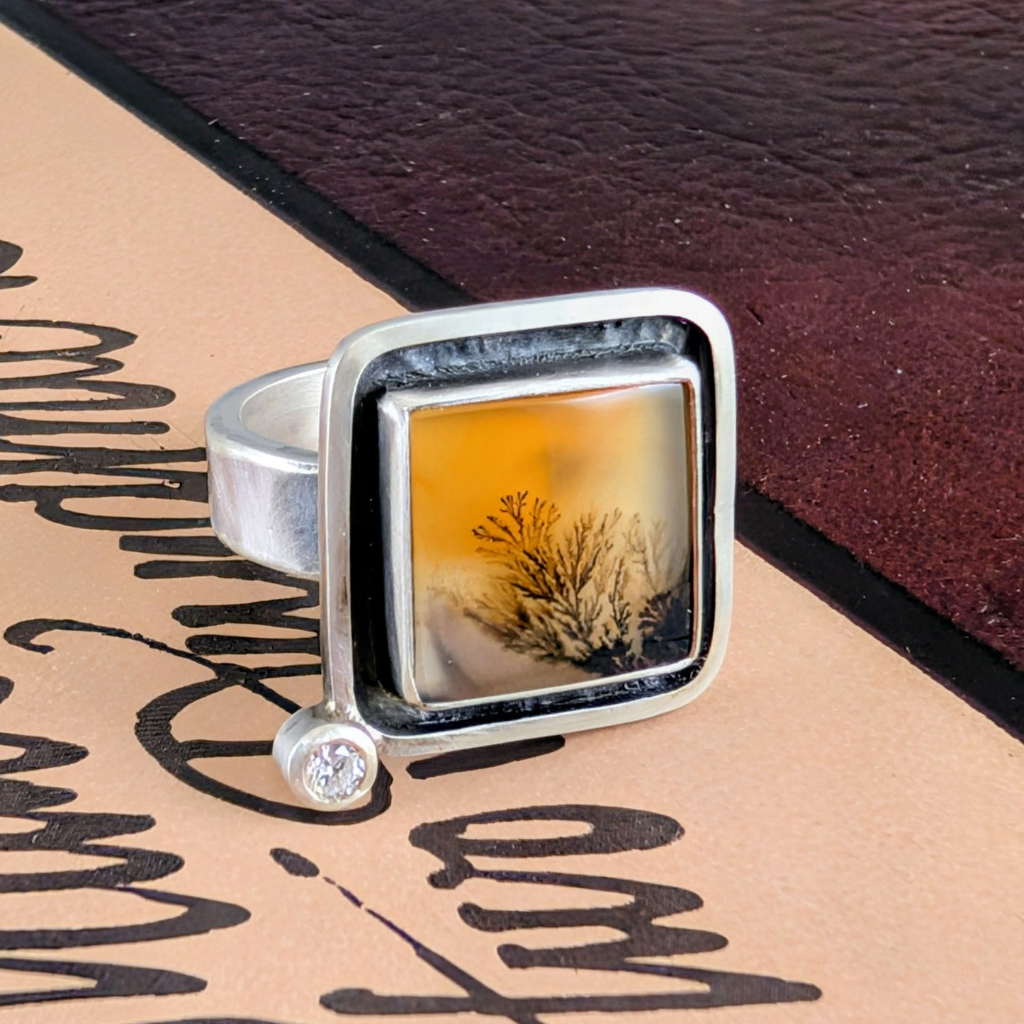 Dendrite and Cubic Zirconia Ring