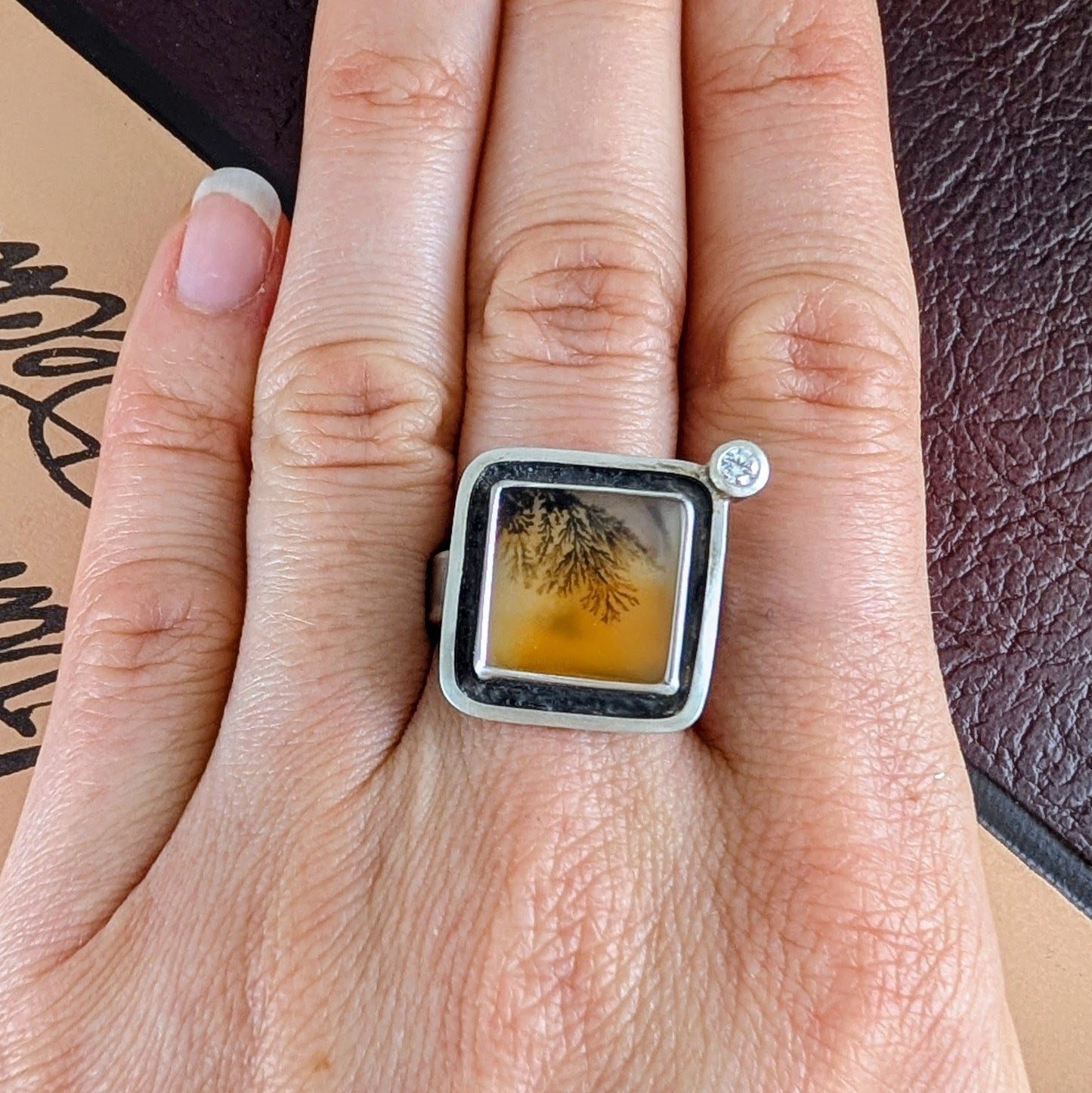 Dendrite and Cubic Zirconia Ring