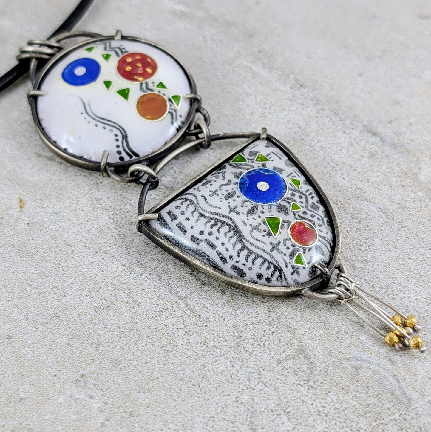 Double Cloisonne Enamel Pendant