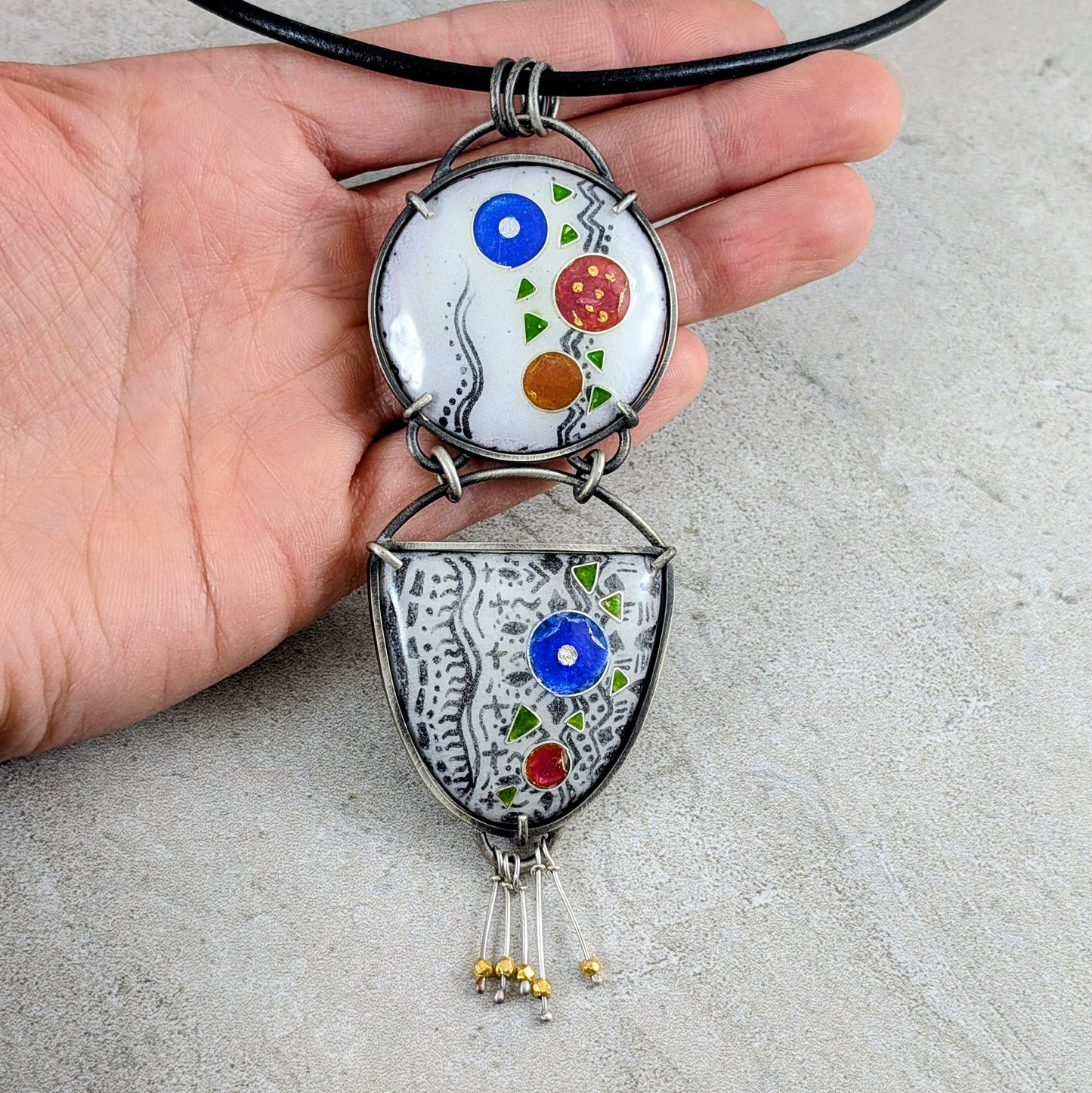 Double Cloisonne Enamel Pendant