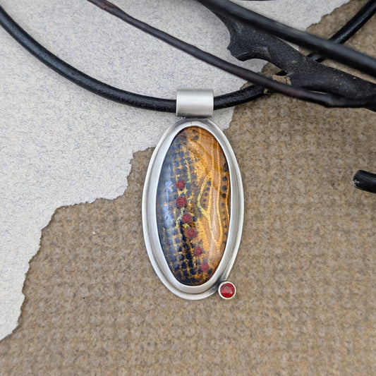 Enamel and Garnet Pendant
