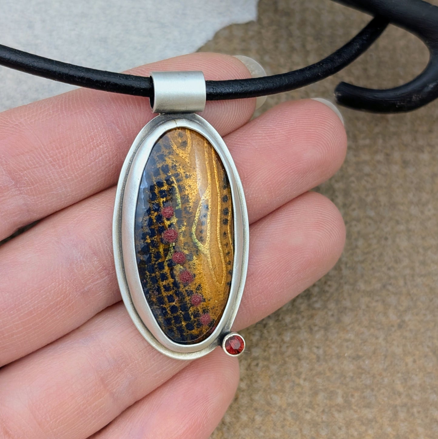 Enamel and Garnet Pendant