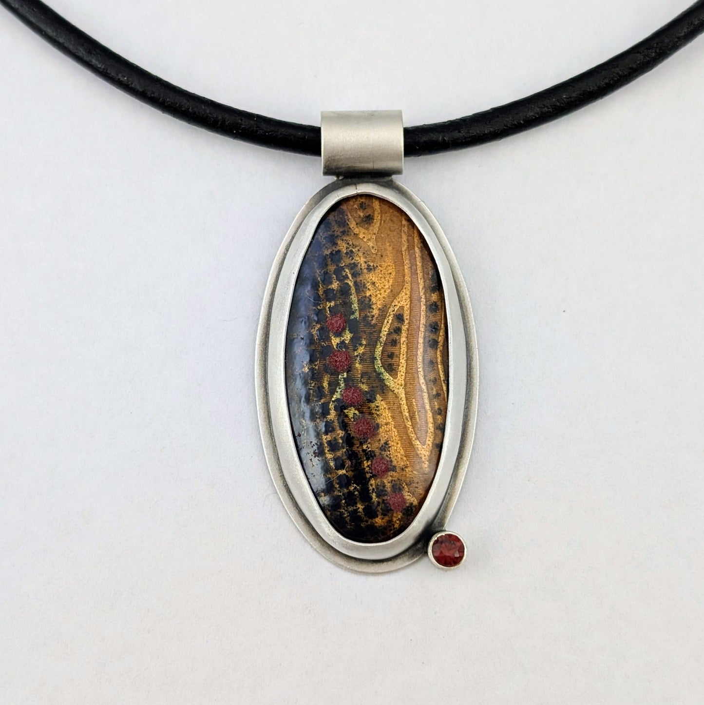Enamel and Garnet Pendant
